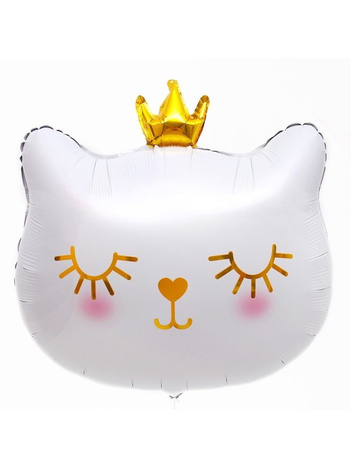 Воздушный шар фольгированный 24" «Милый котёнок с короной»