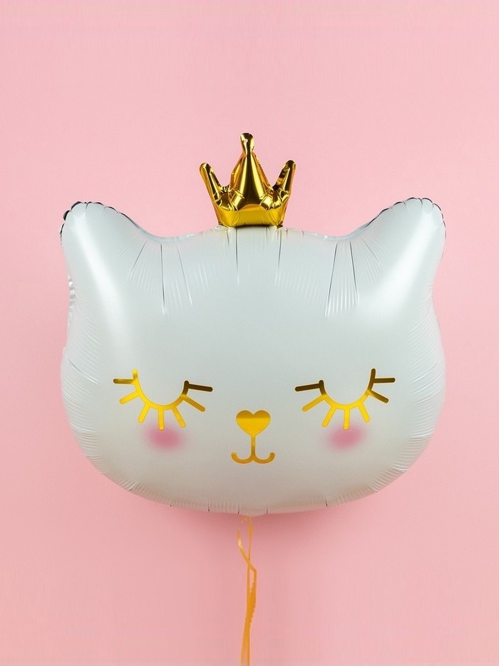 Воздушный шар фольгированный 24" «Милый котёнок с короной»