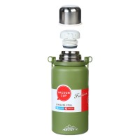 Термос Мастер К «Тропа», 1.1 л, с кружкой, сохраняет тепло до 12 ч, нержавеющая сталь, зелёный