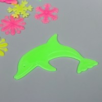 Наклейка фосфорная пластик "Снежинки и дельфины" набор 12 шт 17х12 см