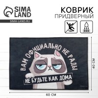 Коврик придверный «Кот», 40×60 см