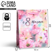 Пакет подарочный ламинированный, упаковка, «С 8 марта», S 12×15×5.5 см