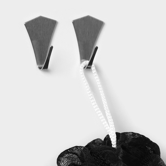 Крючки самоклеящиеся SAVANNA «Кристалл», 2 шт., металл, 4.4×3×2 см, хромированные Крючки самоклеящиеся SAVANNA «Кристалл», 2 шт., металл, 4.4×3×2 см, хромированные