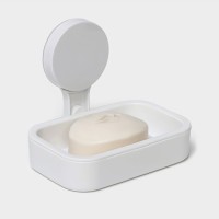 Мыльница самоклеящаяся с поддоном Доляна Witlen, пластик, 12×14×10 см, белая