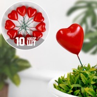 Топперы для творчества TAKE IT EASY «Сердечко», набор 10 шт., в цветы, кашпо, красное, 3.5×3.5×2 см