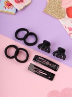 Набор для волос «Эстер»: 10 резинок, 2 см, 4 краба 2 см, 2 невидимки 5 см, зубья, чёрный