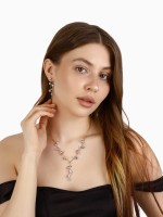 Набор 2 предмета: серьги, колье «Изумление» цветение, цвет белый в золоте, 42 см