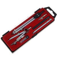 Готовальня 6 предметов: 2 циркуля, грифель, рейсфедер, 2 удлинителя, в пластиковом пенале