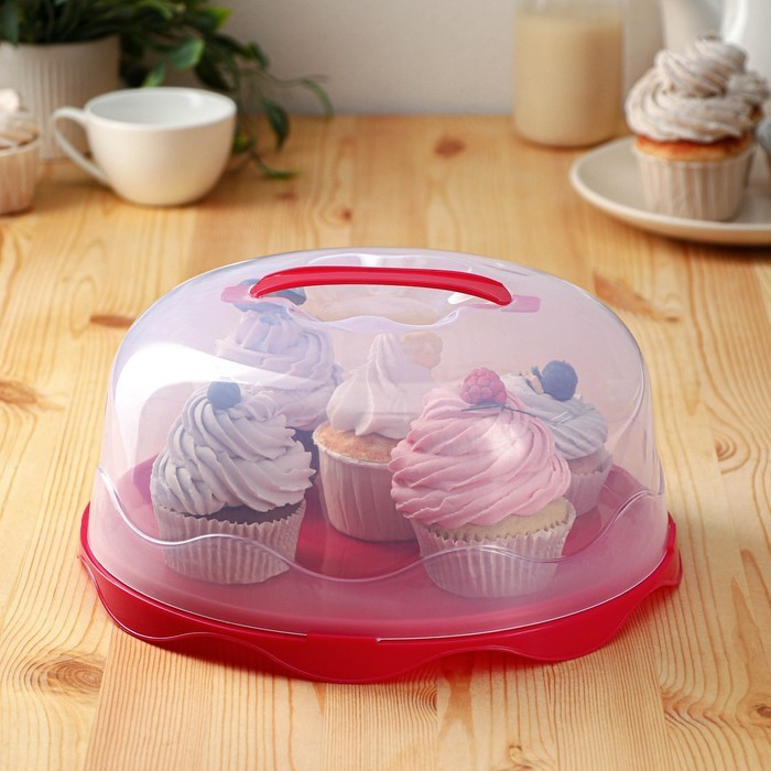 Тортовница с крышкой, d=26 см, цвет МИКС