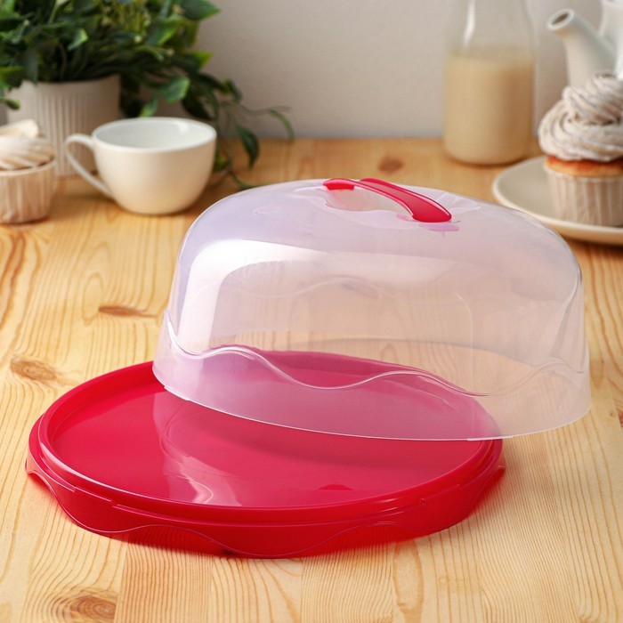 Тортовница с крышкой, d=26 см, цвет МИКС