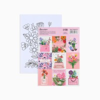 Наклейки бумажные «Мечтай», цветы, c раскраской на обороте, 11 х 15.5 см