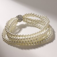 Браслет жемчуг «Шамбала», 5 нитей, бусины 4, цвет белый