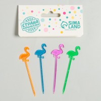 Шпажки для канапе «Фламинго», набор 24 шт., цвета МИКС