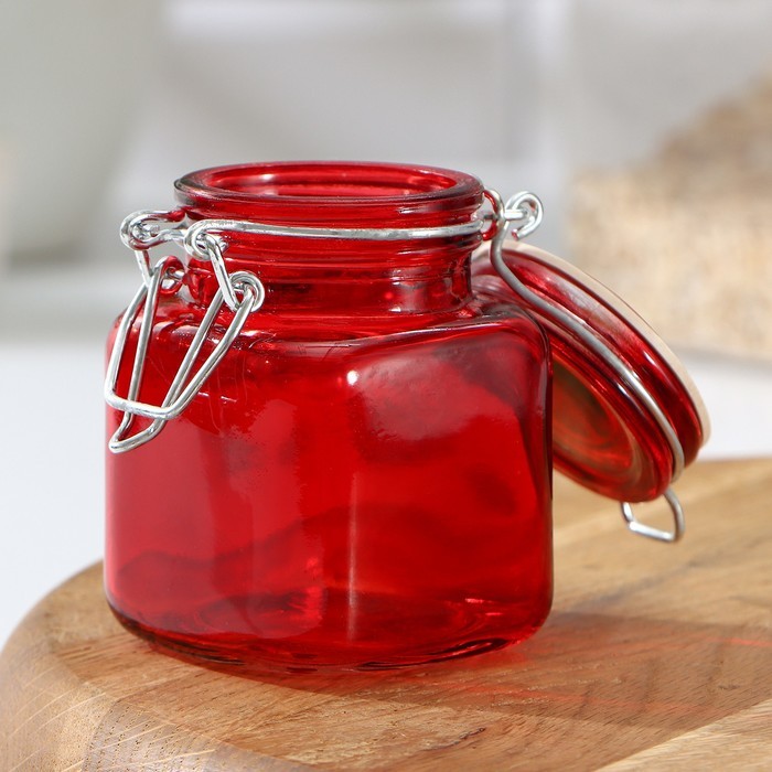 Банка для сыпучих продуктов «Квадрат», 100 мл, с бугельным замком, цвет МИКС