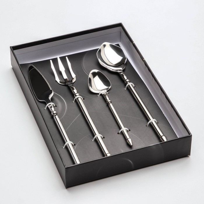 Набор столовых приборов Magistro Ocean, 4 предмета, цвет серебряный