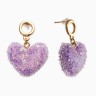 Серьги «Сердце сахарное», фиолетовые в золоте