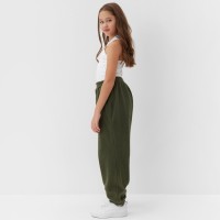 Брюки флисовые для девочки MINAKU: Fleece Soft, зелёные, рост 152 см