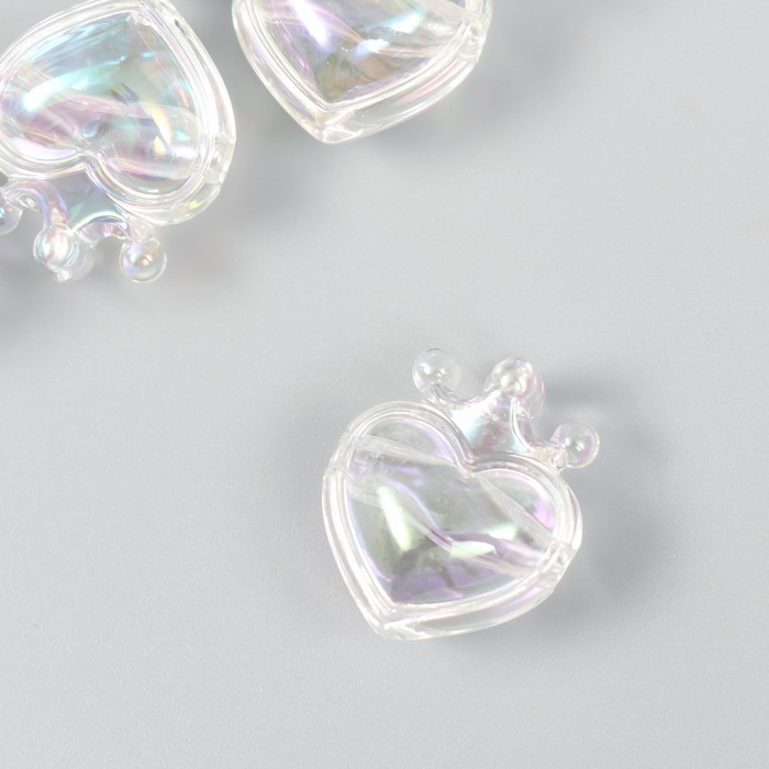 Бусина для творчества пластик "Сердечко с короной сиреневое" 2,1х1,4х2,5 см
