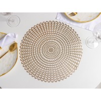 Набор салфеток сервировочных на стол Доляна «Солнечная», d=38 см, 4 шт, цвет золотой