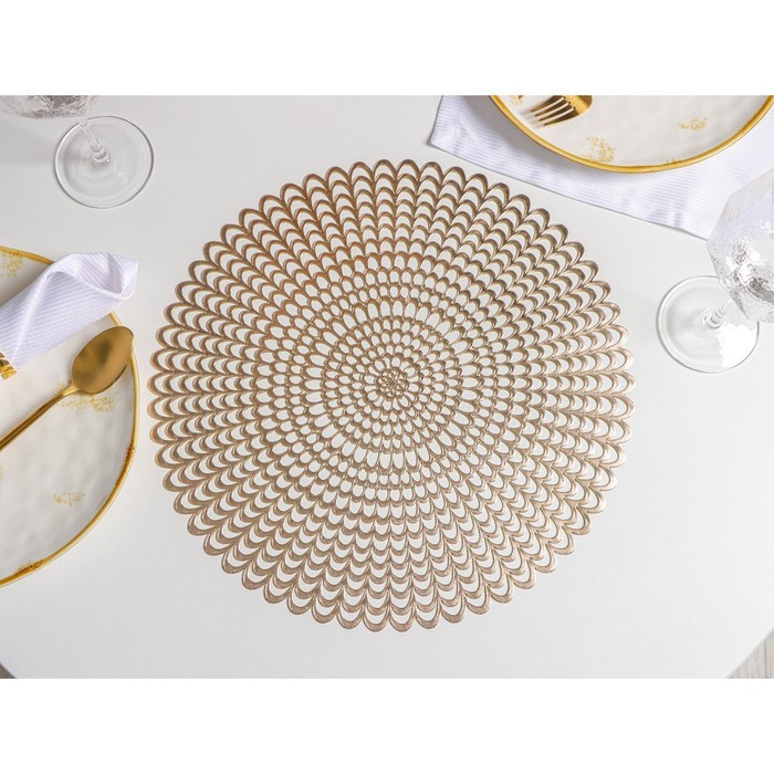 Набор салфеток сервировочных на стол Доляна «Солнечная», d=38 см, 4 шт, цвет золотой