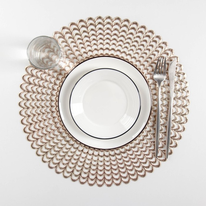 Набор салфеток сервировочных на стол Доляна «Солнечная», d=38 см, 4 шт, цвет золотой