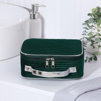 Косметичка на молнии, с ручкой, цвет зелёный