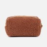 Косметичка на молнии, объёмная, с ручкой, плюшевая, рыжая