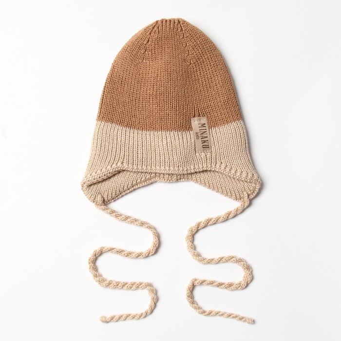 Шапка детская MINAKU, коричнево-бежевая, размер 42-44