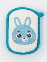 Мочалка детская для купания Доляна «Зайчик», 12×8 см, голубая