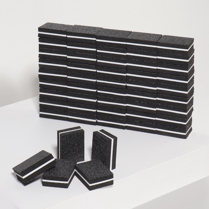 Баф наждачный для ногтей, набор 50 шт, двухсторонний, 3.5×2.5 см, чёрный