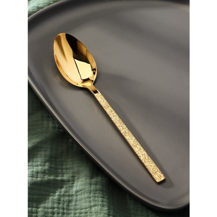 Ложка столовая Magistro «Лин GOLD», 19,8×4 см, на подвесе, цвет золотой