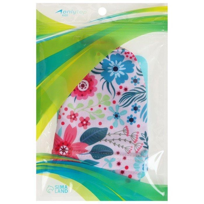 Шапочка для плавания детская ONLYTOP Swim «Цветочный мир», тканевая, обхват 46-52 см