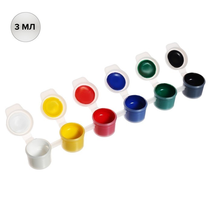 Краска акриловая, набор 6 цветов × 3 мл, Calligrata, морозостойкие, в пакете