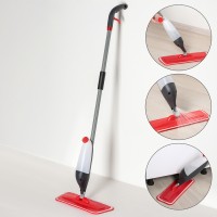 Швабра для мытья пола с распылителем Доляна, насадка из микрофибры, металлическая ручка, 123×14×42 см, красная