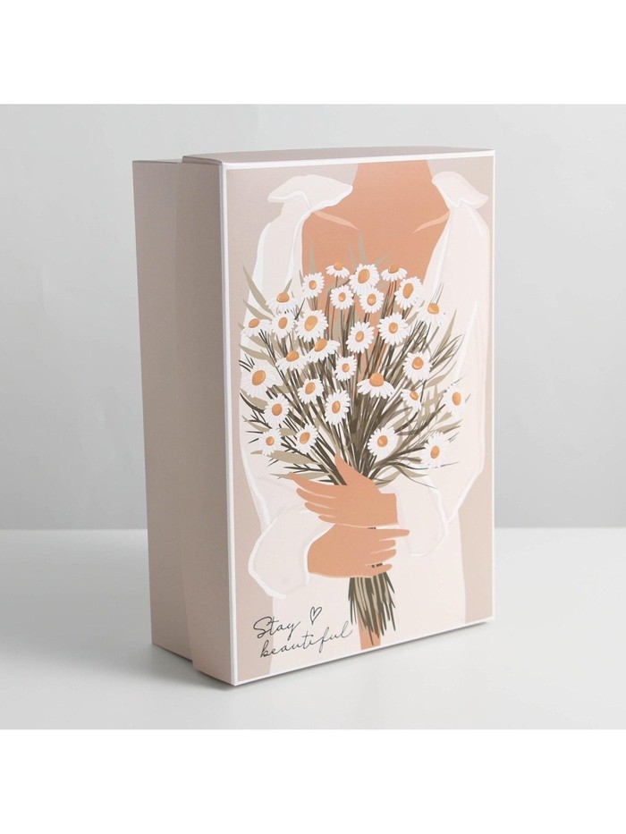 Коробка подарочная складная, упаковка, «Ромашки», 30×20×9 см