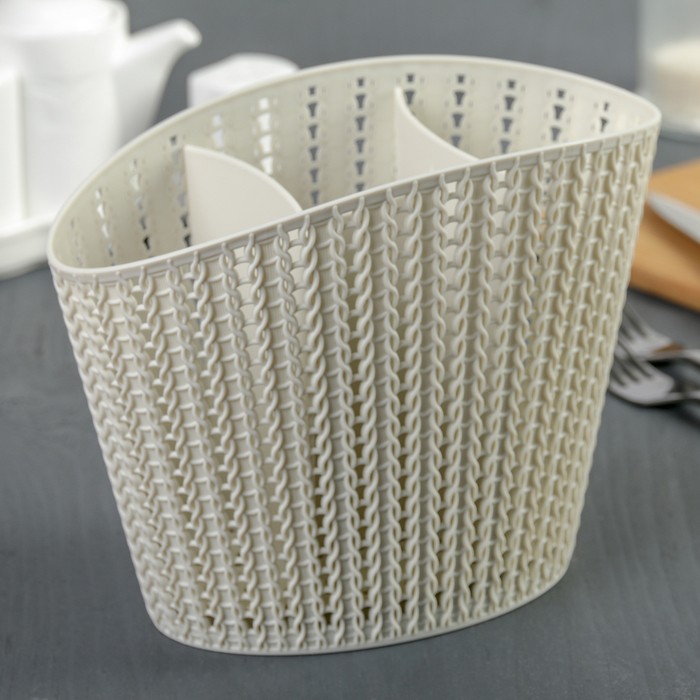 Подставка для столовых приборов «Вязание», цвет фисташковый