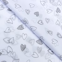 Бумага упаковочная тишью, «Сердечки», 50 см × 70 см 17 грамм, белая