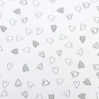 Бумага упаковочная тишью, «Сердечки», 50 см × 70 см 17 грамм, белая