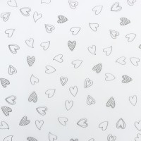 Бумага упаковочная тишью, «Сердечки», 50 см × 70 см 17 грамм, белая