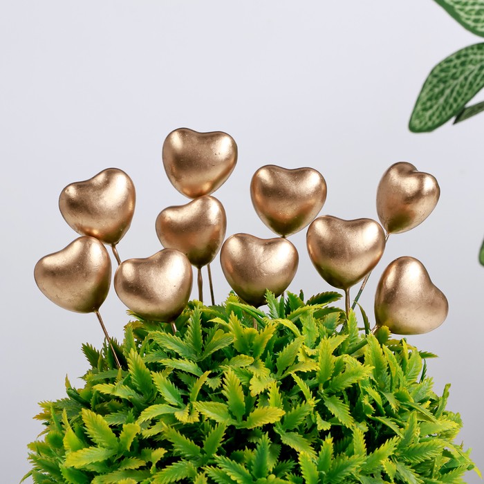 Топперы для творчества TAKE IT EASY «Сердечко», набор 30 шт., в цветы, кашпо, золотистое, 3×1.5×2 см /