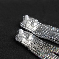 Клипсы для ушей висячие со стразами QF «Вечеринка», квадрат, цвет радужный