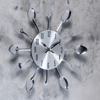 Часы настенные, серия: Кухня, "Столовые приборы", дискретный ход, 31 х 31 см, d=13.5 см