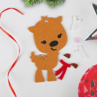 Ёлочное украшение из фетра «Оленёнок в шарфике», своими руками