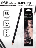 Карандаш художественный Calligrata TOP, чернографитный, 3B, шестигранный