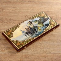 Нарды "Рыбалка", деревянная доска 60 х 60 см, с полем для игры в шашки