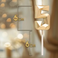 Свеча в торт на шпажке «Алмаз», цифра "5", шампань, 5х2,6 см