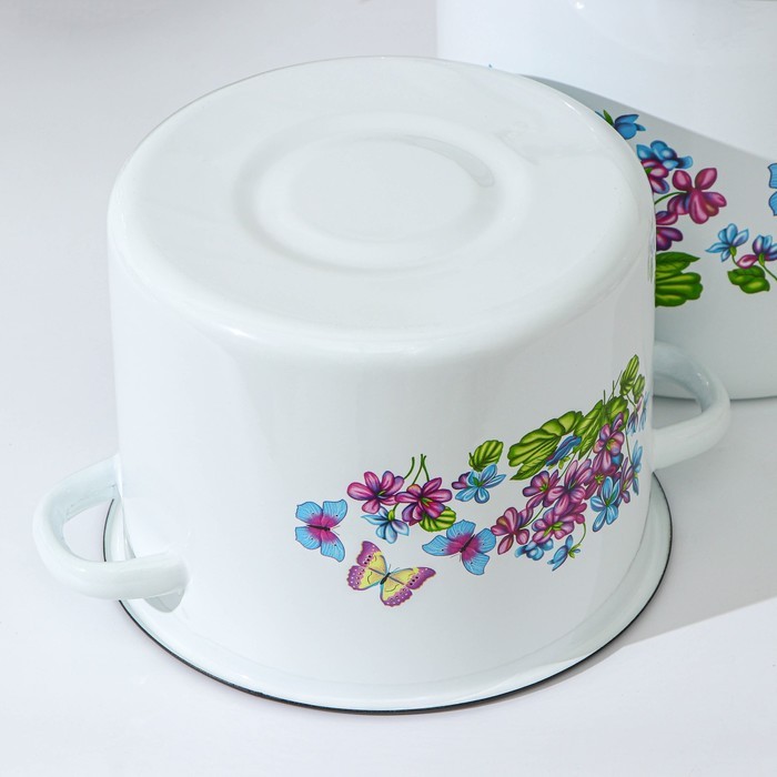 Набор кастрюль «Фиалка», 2 предмета: 3,5 л, 5,5 л, индукция, цвет белый