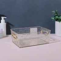 Органайзер для хранения «SHINE», с ручками, 1 секция, 20.5×14.5×7.8 см, цвет прозрачный, золотистый