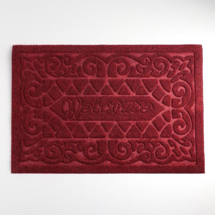 Коврик придверный Доляна Welcome, вензеля, влаговпитывающий, без окантовки, 38×59 см, МИКС