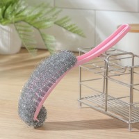 Губка для посуды Доляна, с ручкой, металлическая, 24×5×5 см, МИКС